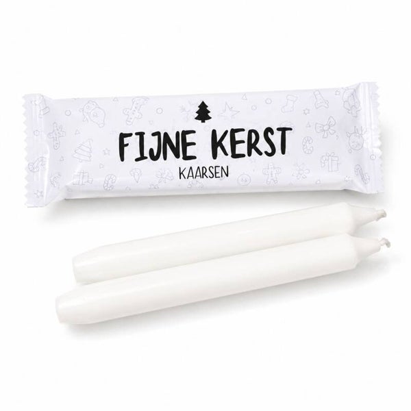 Fijne Kerst Kaarsen | 2 Witte Dinerkaarsen | Cadeauverpakking