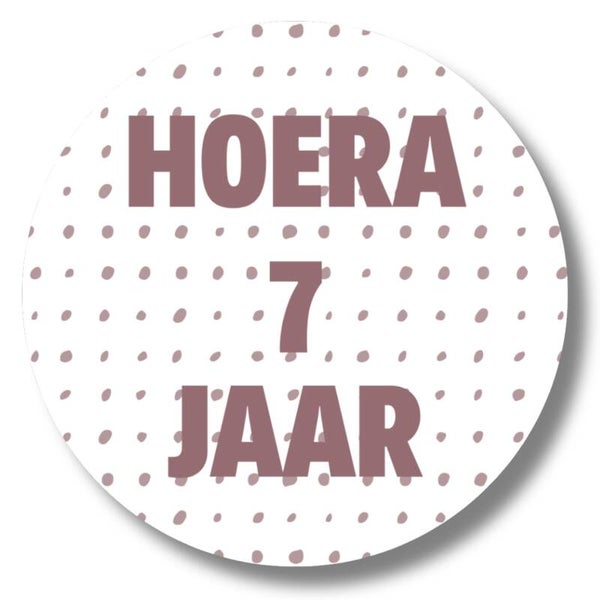 Stickers | Hoera 7 jaar | Roze dots | 20 Stuks