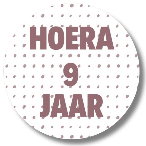 Stickers | Hoera 9 jaar | Roze dots | 20 Stuks