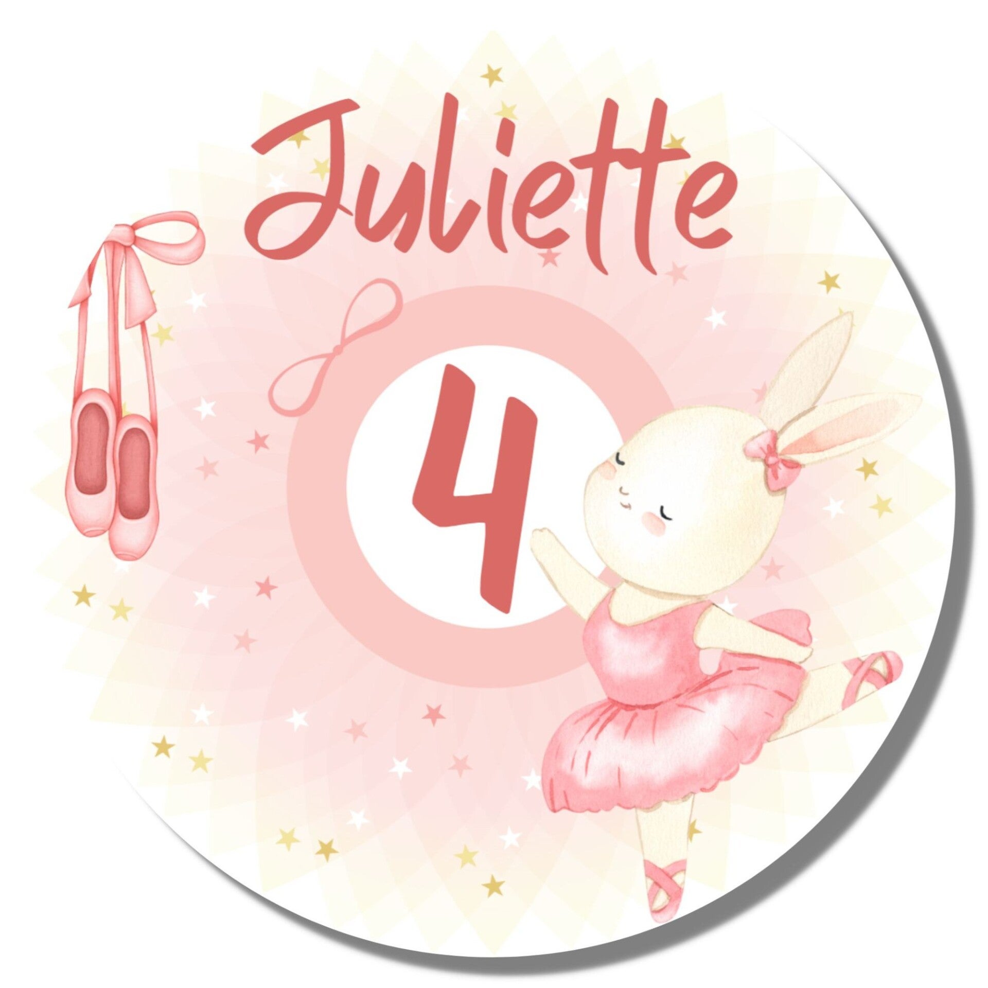 Gepersonaliseerde Stickers | Ballerina Konijn | Naam en Leeftijd