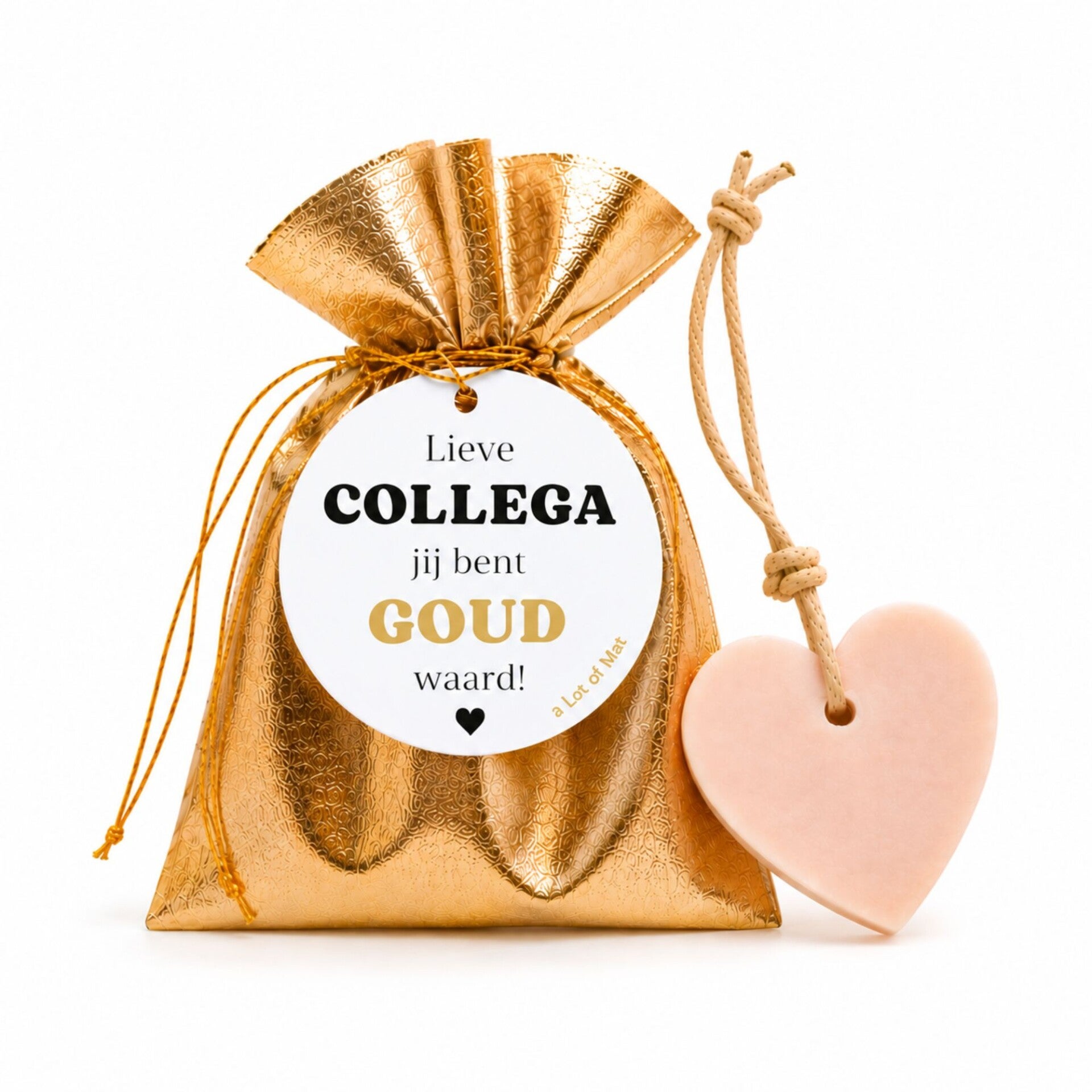 Cadeau Collega | Goud Zakje Met Hartjeszeep