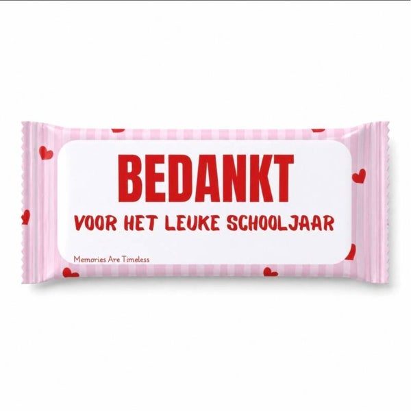 Bedankt Chocolade Reep Schooljaar | Cadeau voor Juf of Meester | 100 Gram
