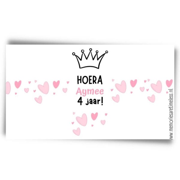 Traktatie | Gepersonaliseerde sticker | Bellenblaas | Kroon | 4 stuks