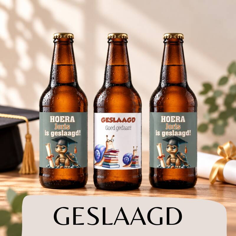 Geslaagd bieretiketten