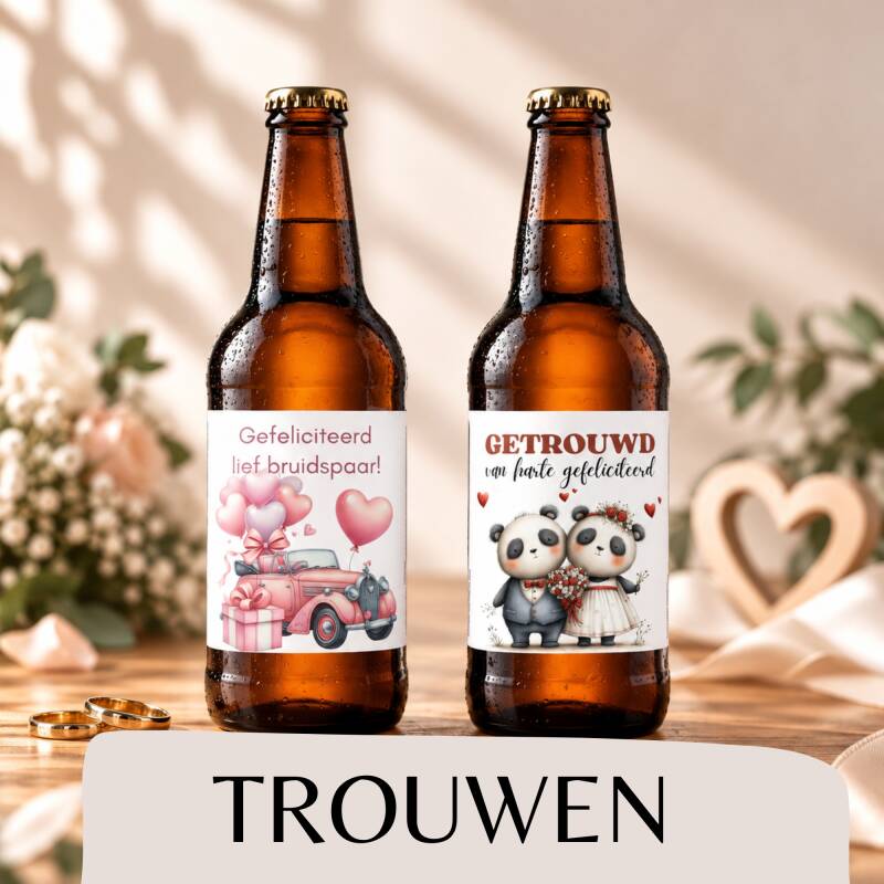 Trouwen bieretiketten