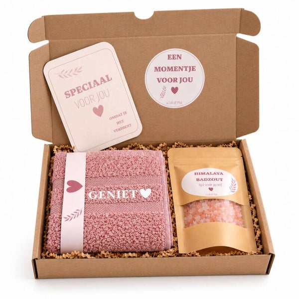 Brievenbus Cadeau voor Haar | Verwenpakket met Badzout & Persoonlijk Kaartje