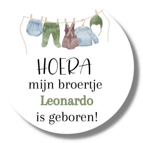 Gepersonaliseerde Stickers | Broertje Geboren | Naam