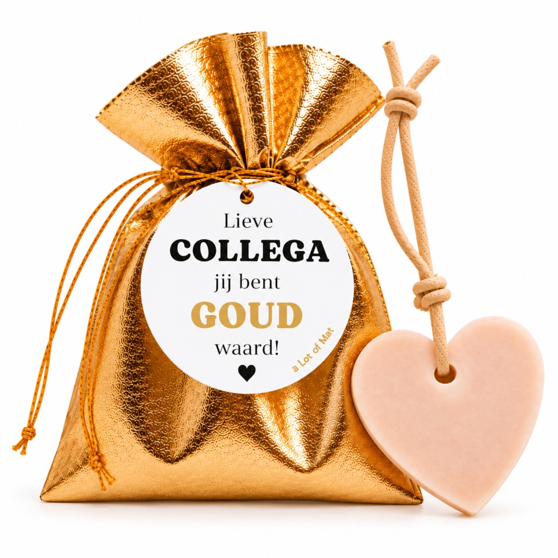 Cadeau Collega | Goud Zakje Met Hartjeszeep