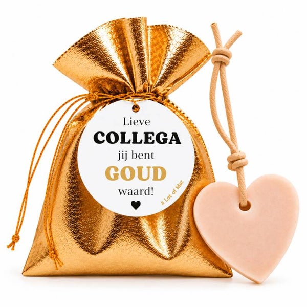 Cadeau Collega | Goud Zakje Met Hartjeszeep