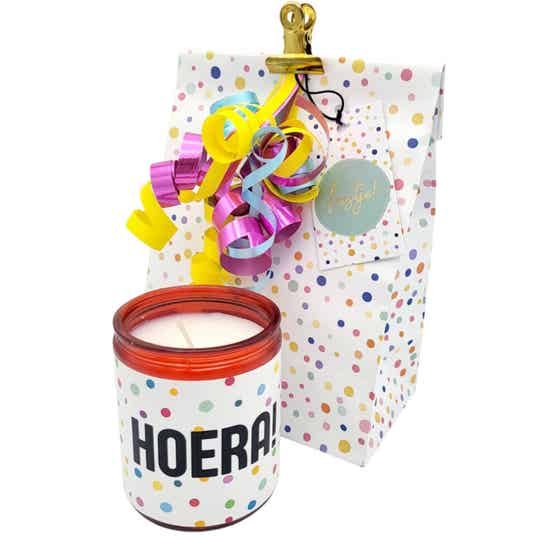 Cadeau | Kaars | Hoera | Luxe Ingepakt