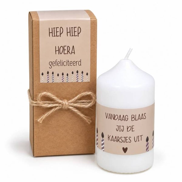 Cadeau Verjaardag | Vandaag blaas jij de kaarsjes uit | Kaarscadeau | Beige Naturel