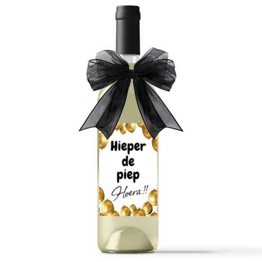 Hieperdepiep Hoera | Gouden Ballonnen | Wijn Cadeau