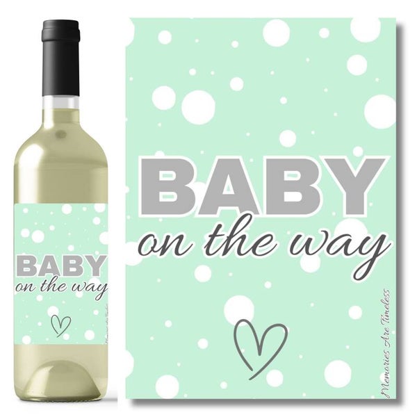 Wijnetiket | Baby on the way | Dots mint