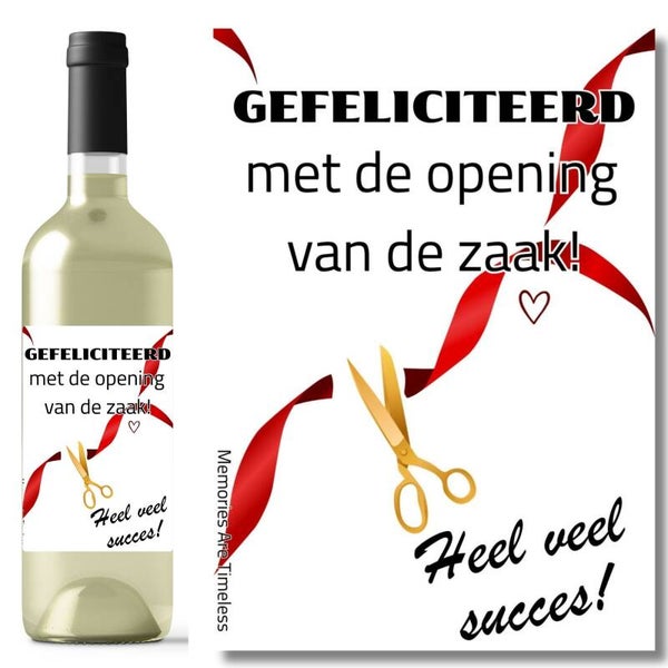 Wijnetiket | Opening Zaak | Gefeliciteerd met de Opening | Zakelijk Cadeau