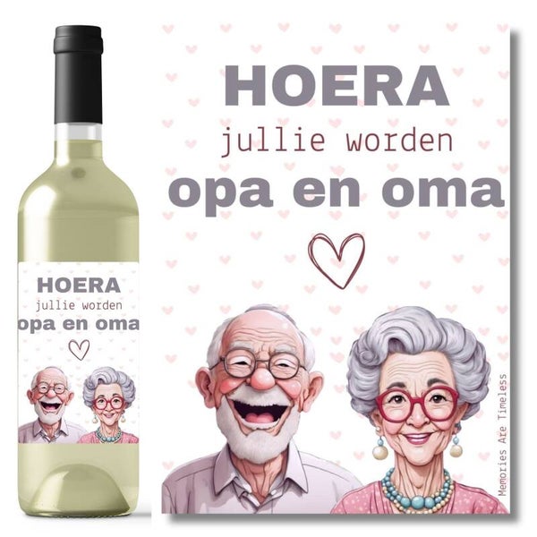 Wijnetiket | Hoera jullie worden opa en oma