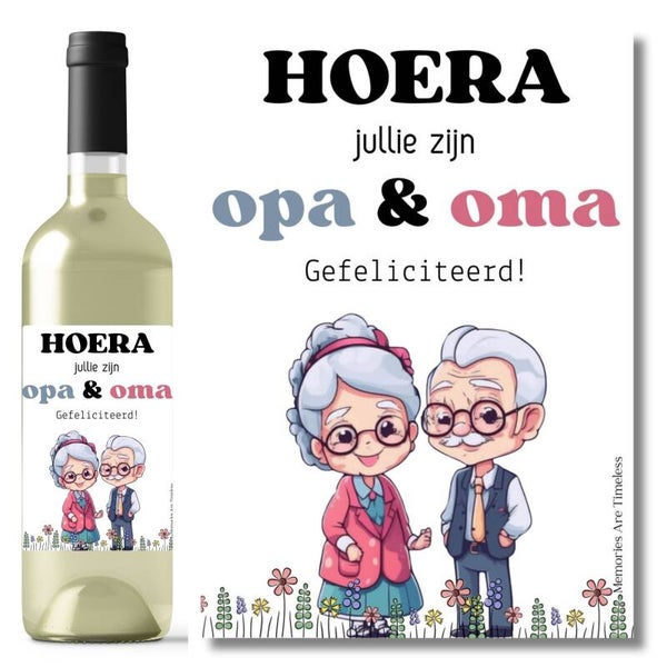 Wijnetiket | Opa & Oma geworden - Kleinkind geboren