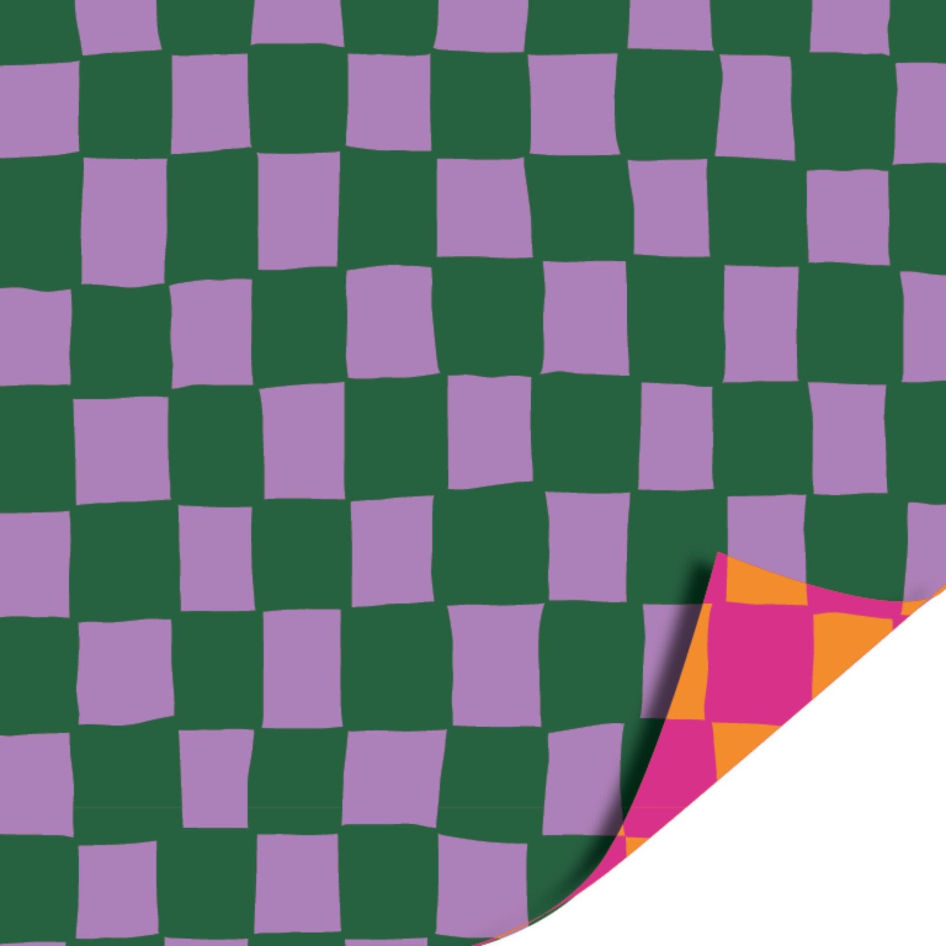 Cadeaupapier | Inpakpapier | Groen Paars | Oranje Roze | Dubbelzijdig