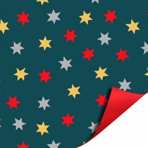 Kerst | Cadeaupapier | Inpakpapier | Dubbelzijdig | Groen Roze Goud | Sterren