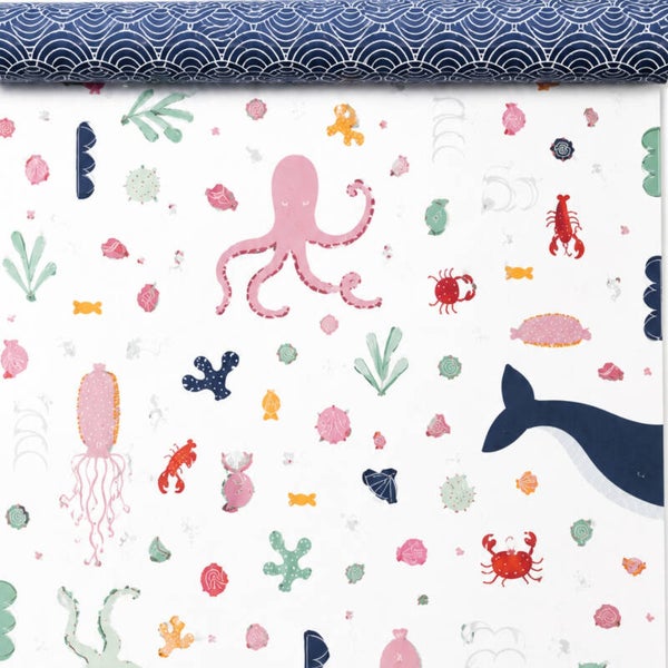 Cadeaupapier Zeedieren | Dubbelzijdig | 3 Meter x 30 cm