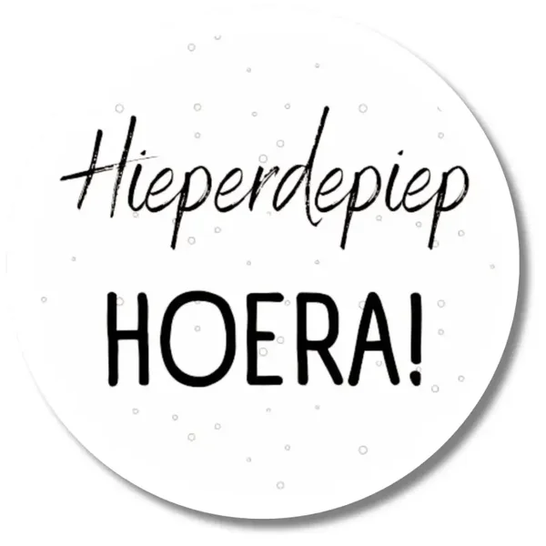 Stickers | Hieperdepiep Hoera | Zwart Wit | 20 Stuks