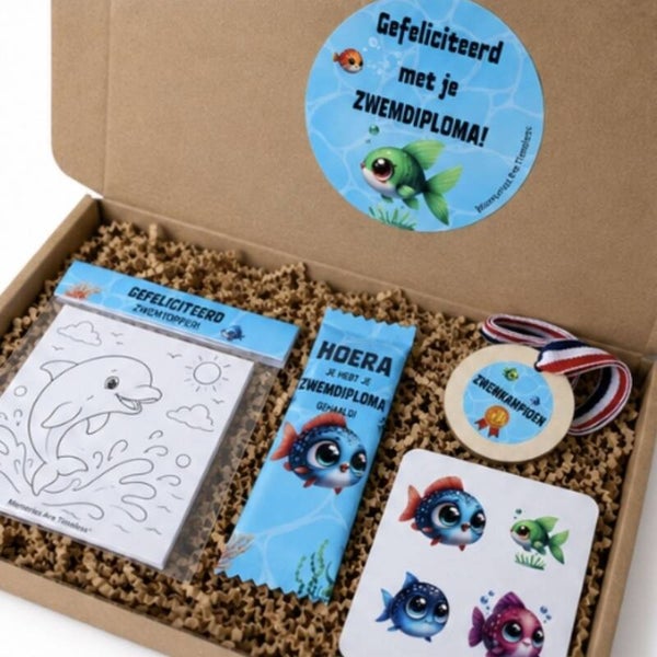 Zwemdiploma Brievenbuscadeau | Cadeautje voor Zwemdiploma A, B of C | Ingepakt kado