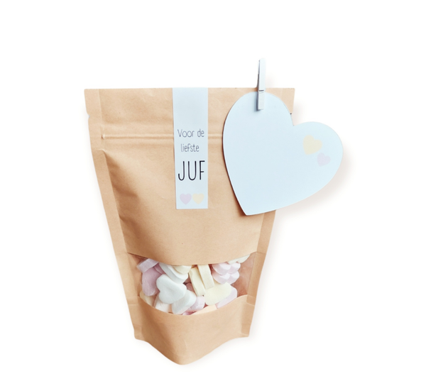 Cadeau Juf | Kraft Cadeauzakje Met Vruchtenhartjes