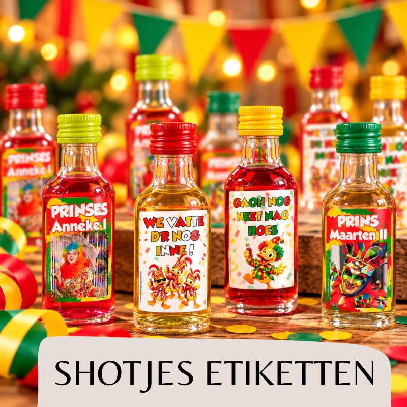 Carnaval shotjes etiketten