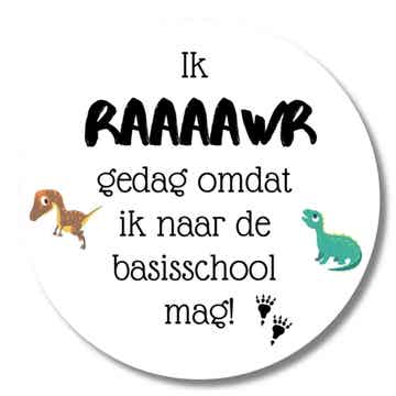 Dino stickers afscheid basisschool | Ik raaaawr gedag | Stickervel 20 stuks