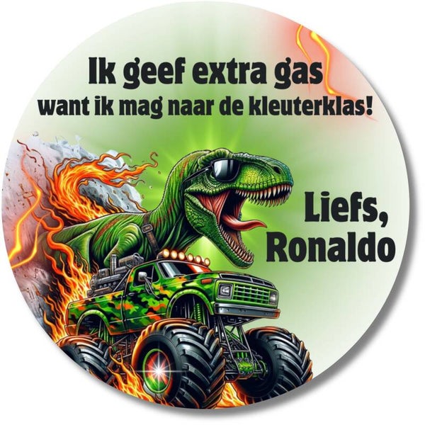 Dino kleuterklas stickers – met naam – 20 stuks – monster truck – schoolstart jongen