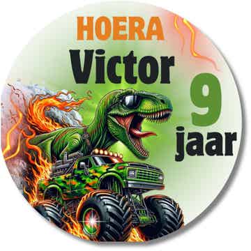 Monster truck dino stickers | Met naam & leeftijd | 20 stuks | Verjaardag jongen | Gepersonaliseerd