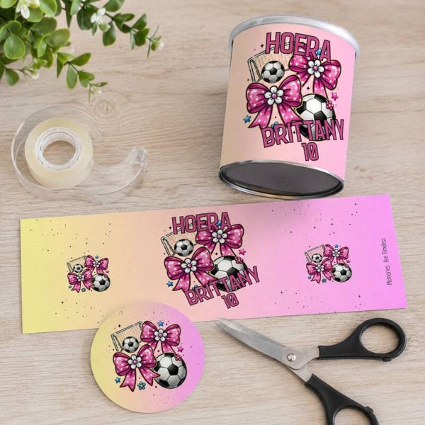 Printable | Pringles Traktatie | Voetbal Roze | Gepersonaliseerd
