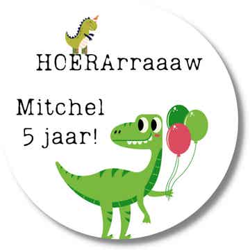 Gepersonaliseerde Stickers | Dino | Naam en leeftijd van de jarige