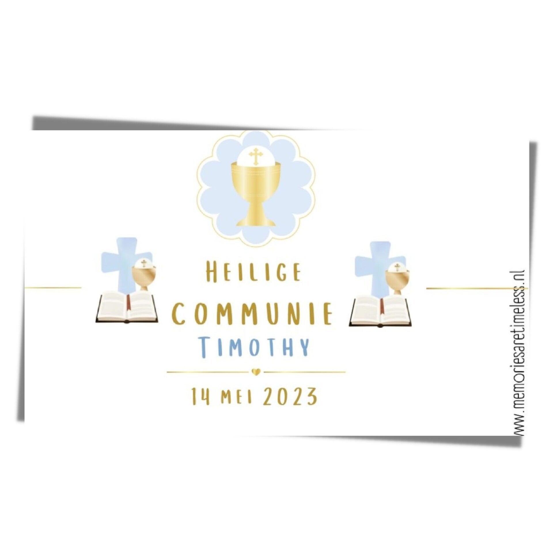 Traktatie | Gepersonaliseerde sticker | Bellenblaas | Communie Blauw | 4 stuks