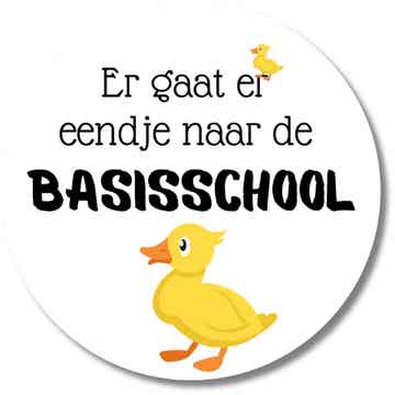 Sticker afscheid basisschool | Er gaat er eendje | Geel | Stickervel 20 stuks