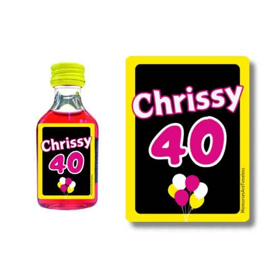 Shotje Etiket | Gepersonaliseerd met naam en leeftijd | Ballonnen | 30 stuks