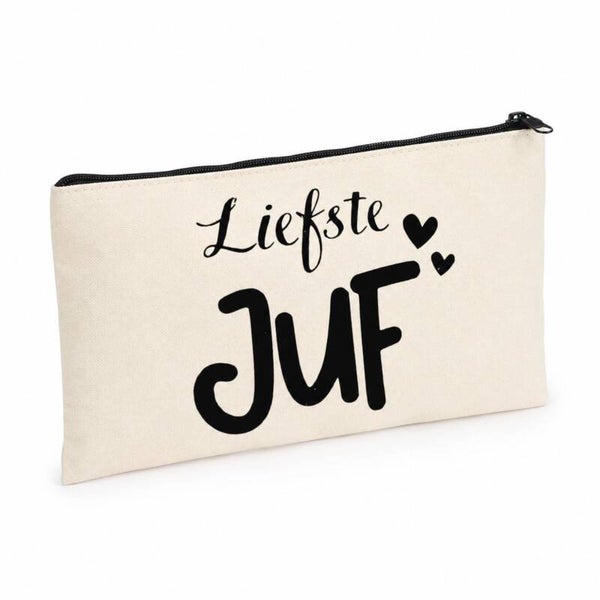 Juf Cadeau Etui | Liefste Juf | Beige Met Hartjes