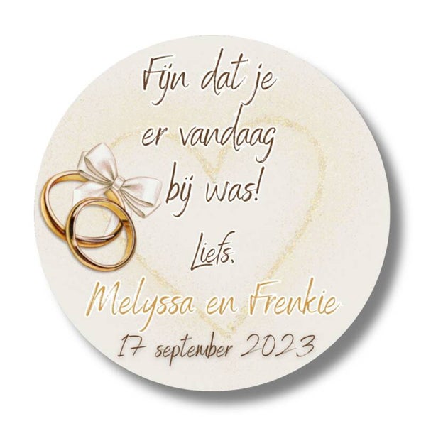 Gepersonaliseerde Stickers | Fijn dat je er vandaag bij was | Trouwringen | Trouwen | Bruiloft