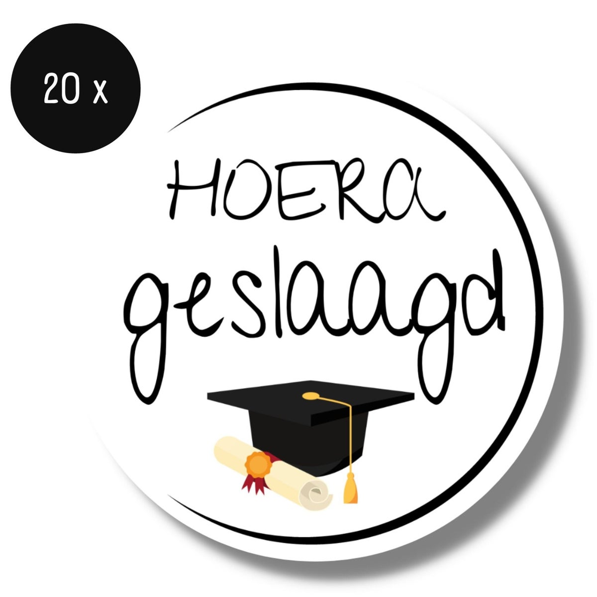 Afgestudeerd Stickers - Sluitstickers Geslaagd - 20 stuks - Examenfeest