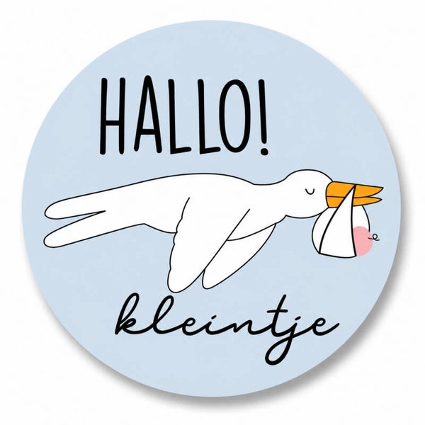 Geboortestickers Blauw | Hallo Kleintje | 10 Stuks | 4 cm