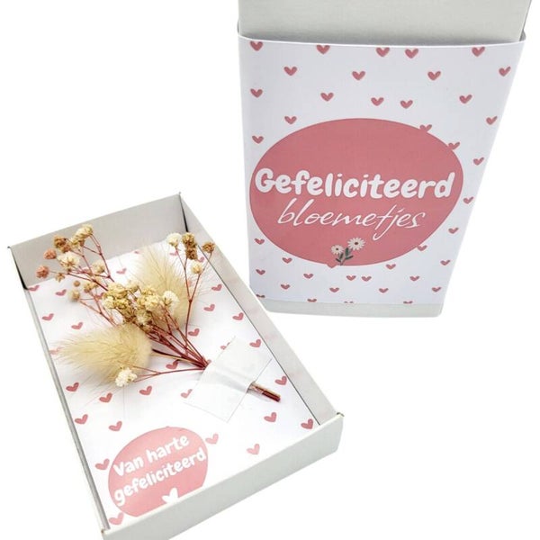 Cadeau Verjaardag | Droogbloemen | Gefeliciteerd Bloemetjes | Van harte gefeliciteerd