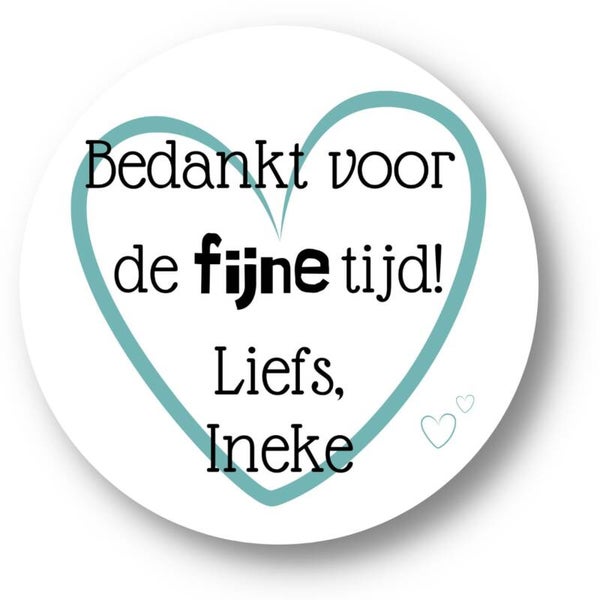 Gepersonaliseerde Stickers | Bedankt voor de fijne tijd | Aqua