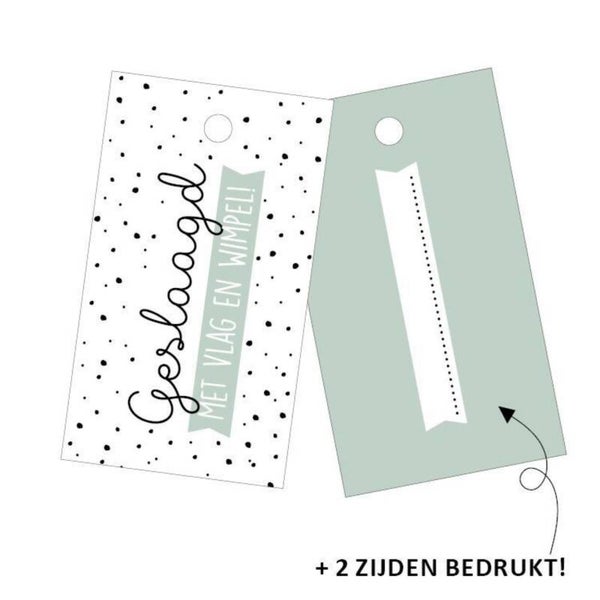 Cadeaulabel | Geslaagd Met Vlag En Wimpel