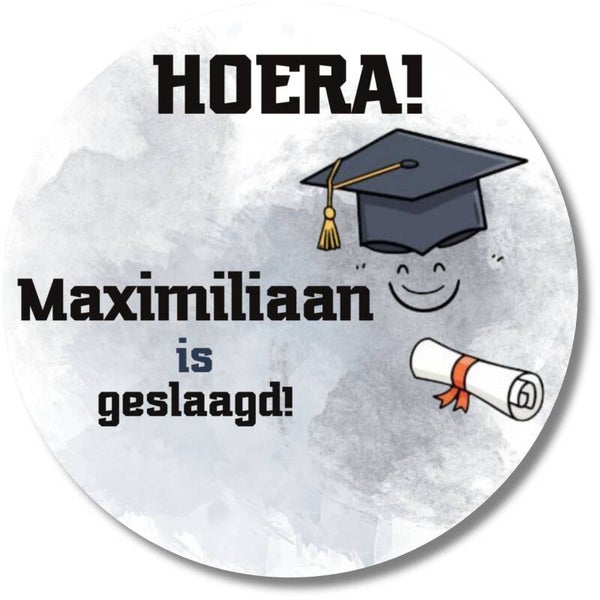 Geslaagd sticker met naam – 20 gepersonaliseerde stickers – diploma gehaald