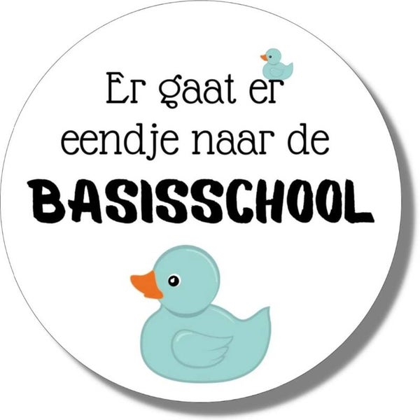 Groen blauw eendje sticker | Er gaat er eendje naar de basisschool | 20 stuks