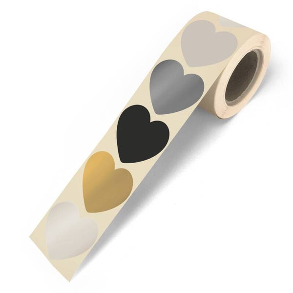 Stickers | Hart | Goud Zwart Zilver Champagne | 10 Stuks