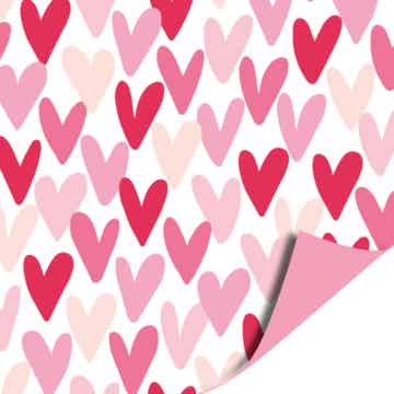 Cadeaupapier | Inpakpapier | Hartjes Roze | Dubbelzijdig