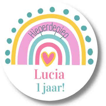Gepersonaliseerde Stickers | Regenboog | Naam en leeftijd van de jarige
