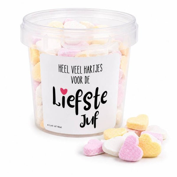 Juf Cadeau | Potje Met Vruchtenhartjes | Heel Veel Hartjes Voor De Liefste Juf