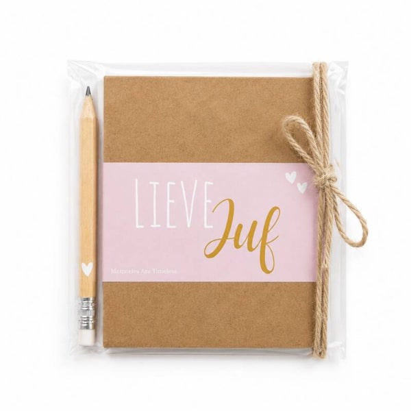 Cadeau Juf | Set Lieve Juf | Notitieboekje | Potlood