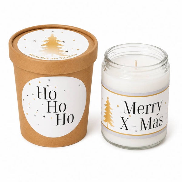 Kerstcadeau Merry X-Mas | Bolsius Kaars | Wit Goud